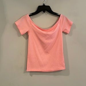 Pink Ripped Off the Shoulder Top